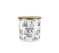 Purely Home Asian Style Herbal Tea Storage Canister - Continental Design Metal Enamel Medium Sized Food Storage Container