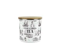 Purely Home Asian Style Lemon And Ginger Tea Storage Canister - Continental Design Metal Enamel Medium Sized Food Storage Container