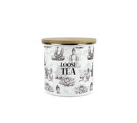Purely Home Asian Style Loose Tea Storage Canister - Continental Design Metal Enamel Medium Sized Food Storage Container