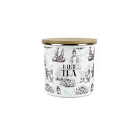 Purely Home Asian Style Mint Tea Storage Canister - Continental Design Metal Enamel Medium Sized Food Storage Container