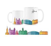 Purely Home Athens Mug - Colourful Greece Skyline Souvenir Memento White Tea Coffee Gift Present Mug