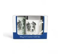 Purely Home Australian Shepherd Mug & Coaster Gift Set - Lifes Better With An Australian Shepherd - Bone China Mug And Glass Coaster Set