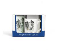 Purely Home Australian Shepherd Mug & Coaster Gift Set - Lifes Better with an Australian Shepherd by Rhiannon Chauncey - Bone China Mug and Glass Coaster Set - Tea/Coffee Present for Dog Lovers