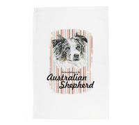Purely Home Australian Shepherd Tea Towel - Novelty Dog Themed Gift Kitchen Linen/dish Cloth