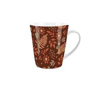 Purely Home Autumn Leaves Small Latte Mug - Ceramic Brown Cup Autumnal Leaf Tea/Coffee Present Gift