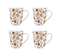 Purely Home Autumn Leaves Small Latte Mugs Set - Ceramic Cup Autumnal Leaf Tea/Coffee Present Gift Set of 4