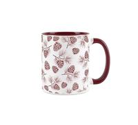 Purely Home Autumn Pinecones Mug - Seasonal Forest Trees Nature Gift Present - Tea/Coffee Burgundy Ceramic Cup