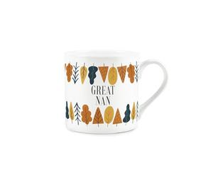 Purely Home Autumn Trees Great Nan Mug - Mothers Day Gift for Nannies Bone China Mug - Tea/Coffee Hot Drinks Cup Present