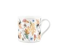 Purely Home Autumnal Leaves Mug - Watercolour Falling Leaves - Bone China Cup White Coffee/Tea Present Gift