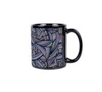 Purely Home Aztec Print Black Mug - Colourful Ceramic Tea/Coffee Cup, 325ml