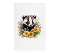 Purely Home Badger Tea Towel - Panama Cotton Dish Cloth Kitchen Gift For Animal Lovers