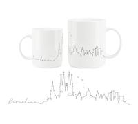 Purely Home Barcelona City Skyline Collection - Fine Bone China Mug White Coffee/Tea Present Gift for Travel Lovers