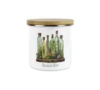 Purely Home Basmati Rice Storage Canister - Green Herb Oils 1.2L Enamel Food/Ingredients Storage Container - Mystical Apothecary Kitchen Gifts