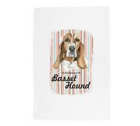 Purely Home Basset Hound Tea Towel - Novelty Dog Themed Gift Kitchen Linen/dish Cloth