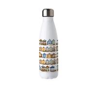 Purely Home Beach Huts Stainless Steel Water Bottle - Coastal Seaside Presents - Double Walled 500Ml Metal Hot/cold Drinks Bottle Outdoor Gift