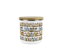 Purely Home Beach Huts Storage Canister - Seaside Beach Coastal Gift - Metal Enamel Kitchen/bathroom Storage Container