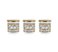Purely Home Beach Huts Tea Coffee Sugar Storage Canisters Set - Seaside Beach Coastal Gift - Enamel Hot Drinks Storage Containers Set Of 3