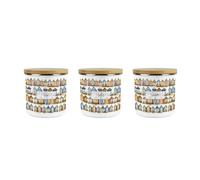 Purely Home Beach Huts Tea Coffee Sugar Storage Canisters Set - Seaside Beach Coastal Gift - Metal Enamel Hot Drinks Storage Containers Set of 3