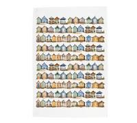 Purely Home Beach Huts Tea Towel - Coastal Beach Huts Seaside Gift/Present - Large Panama Cotton Kitchen Dish Towel/Drying Cloth - 67cm x 45cm