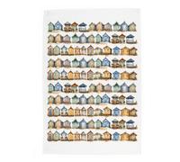 Purely Home Beach Huts Tea Towel - Panama Cotton Coastal Seaside Vibrant Kitchen Gift