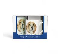 Purely Home Beagle Mug & Coaster Gift Set - Lifes Better With A Beagle - Bone China Mug And Glass Coaster Set - Present For Dog Lovers