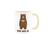 Purely Home Bear with Me Novelty Mug - Cute Brown Bear Tea/Coffee Beige Ceramic Cup Gifts for Animal Lovers