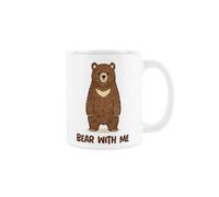 Purely Home Bear with Me Novelty Mug - Cute Brown Bear Tea/Coffee White Ceramic Cup Gifts for Animal Lovers