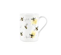 Purely Home Bee Lover Mug - Bees Jargon Fine Bone China Style White Plants Coffee/Tea Present Gift