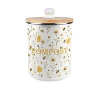 Purely Home Bee Meadow Compost Caddy - Metal 2L Decorative Kitchen Food Waste Bin