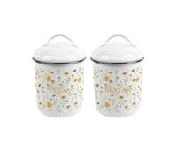 Purely Home Bee Meadow Tea & Sugar Canisters - Medium Metal Kitchen Storage Set