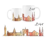 Purely Home Belfast Mug - Colourful Northern Ireland Skyline Souvenir Memento White Tea Coffee Gift Present Mug