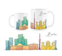 Purely Home Berlin Mug - Colourful Germany Skyline Souvenir Memento White Tea Coffee Gift Present Mug