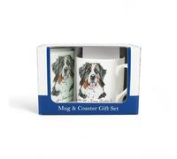 Purely Home Bernese Mountain Dog Mug & Coaster Gift Set - Lifes Better With A Bernese Mountain Dog - Bone China Mug And Glass Coaster Set