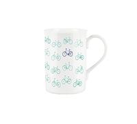 Purely Home Bicycle Mug - Simple Blue Bikes Bone China White Cup Coffee/Tea Present Gift for Cyclists