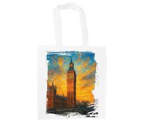 Purely Home Big Ben Tote Bag - UK Landmarks Oil Painting Art Gift - Reusable Shopping Bag Present