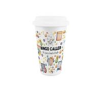 Purely Home Bingo Caller Ceramic Travel Mug - Humorous Hobbies & Numbers Novelty Gifts/presents - Double-Walled Insulated Drinks Flask Cup