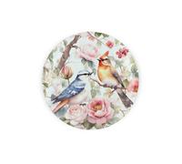 Purely Home Birds & Roses Textured Glass Round Trivet - Small Kitchen Chopping Board
