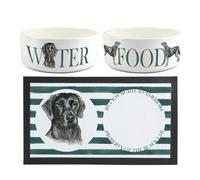 Purely Home Black Lab Pet Mat, Food & Water Bowl Set