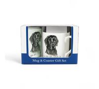 Purely Home Black Labrador Mug & Coaster Gift Set - Lifes Better With A Black Labrador - Bone China Mug And Glass Coaster Set