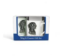 Purely Home Black Labrador Mug & Coaster Gift Set - Lifes Better with a Black Labrador by Rhiannon Chauncey - Bone China Mug and Glass Coaster Set - Tea/Coffee Present for Dog Lovers