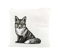 Purely Home Black Sketched Fox Velvet Cushion