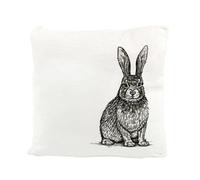 Purely Home Black Sketched Hare Velvet Cushion
