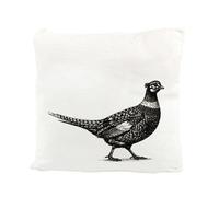 Purely Home Black Sketched Pheasant Velvet Cushion