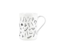 Purely Home Black & White Vegetables Mug - Kitchen Recipe Cooking Gift/Present - White Bone China Tea/Coffee Mug