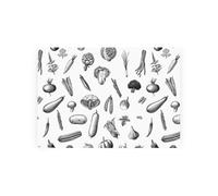 Purely Home Black & White Vegetables Worktop Saver - Small Textured Glass Chopping Board