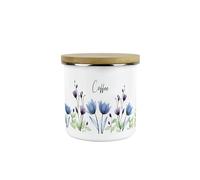 Purely Home Blooming Lovely Floral Coffee Storage Canister - Purple Flowers Patterned Kitchen Gifts - Medium Metal Enamel Container 600ml