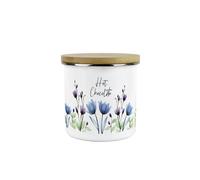Purely Home Blooming Lovely Floral Hot Chocolate Storage Canister - Purple Flowers Patterned Kitchen Gifts - Medium Metal Enamel Container