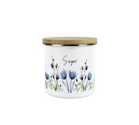 Purely Home Blooming Lovely Floral Sugar Storage Canister - Purple Flowers Patterned Kitchen Gifts - Medium Metal Enamel Container 600Ml