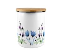 Purely Home Blooming Lovely Flowers Storage Canister - Blue & Purple Floral Large Enamel Kitchen Storage Container Gift