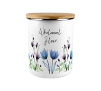 Purely Home Blooming Lovely Flowers Wholemeal Flour Canister - Blue & Purple Floral Large Enamel Kitchen Storage Container Gift